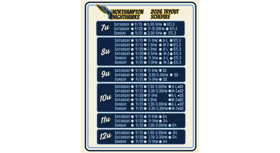 2026 Nighthawks Travel Tryouts Schedule